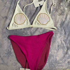 Beach Riot Marina Seashell Bikini Top and Ribbed Bottoms